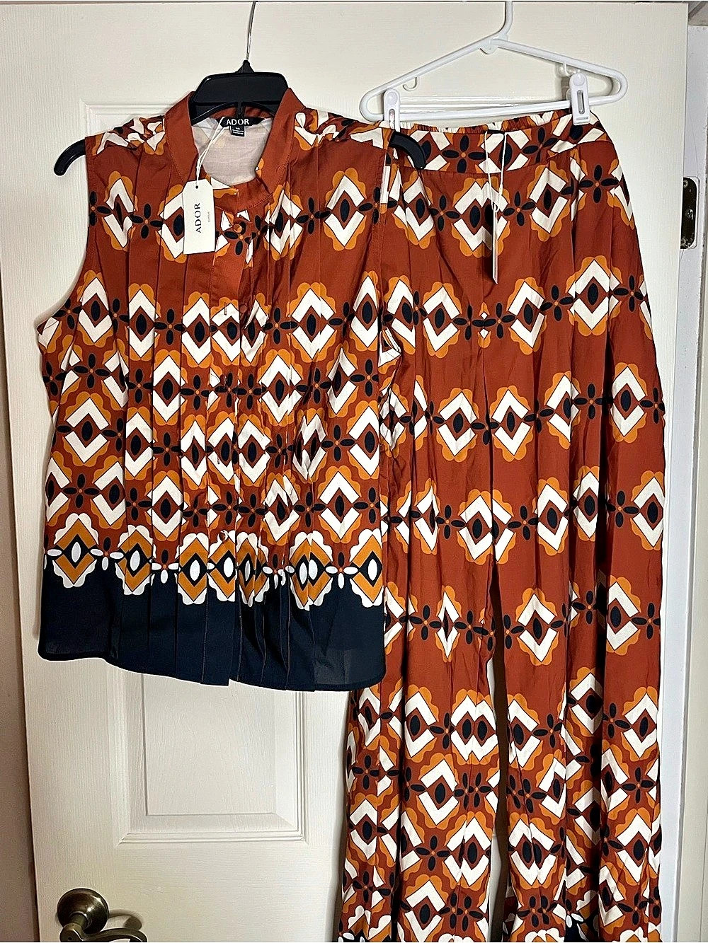 Womens ADOR Geometric Wide Leg Pants Set